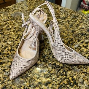 Gianni bini embellished rhinestone ankle wrap pointed toe pumps